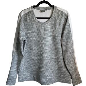 Athleta Space Dye Snowscape Quilted Sweatshirt Thumbholes Gray Sz XL Athleisure